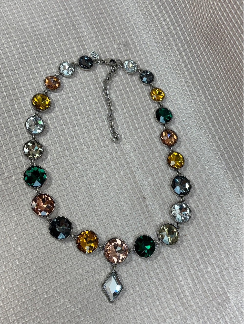 multicolor faux gemstone statement necklace LOGO Links Lori Goldstein.